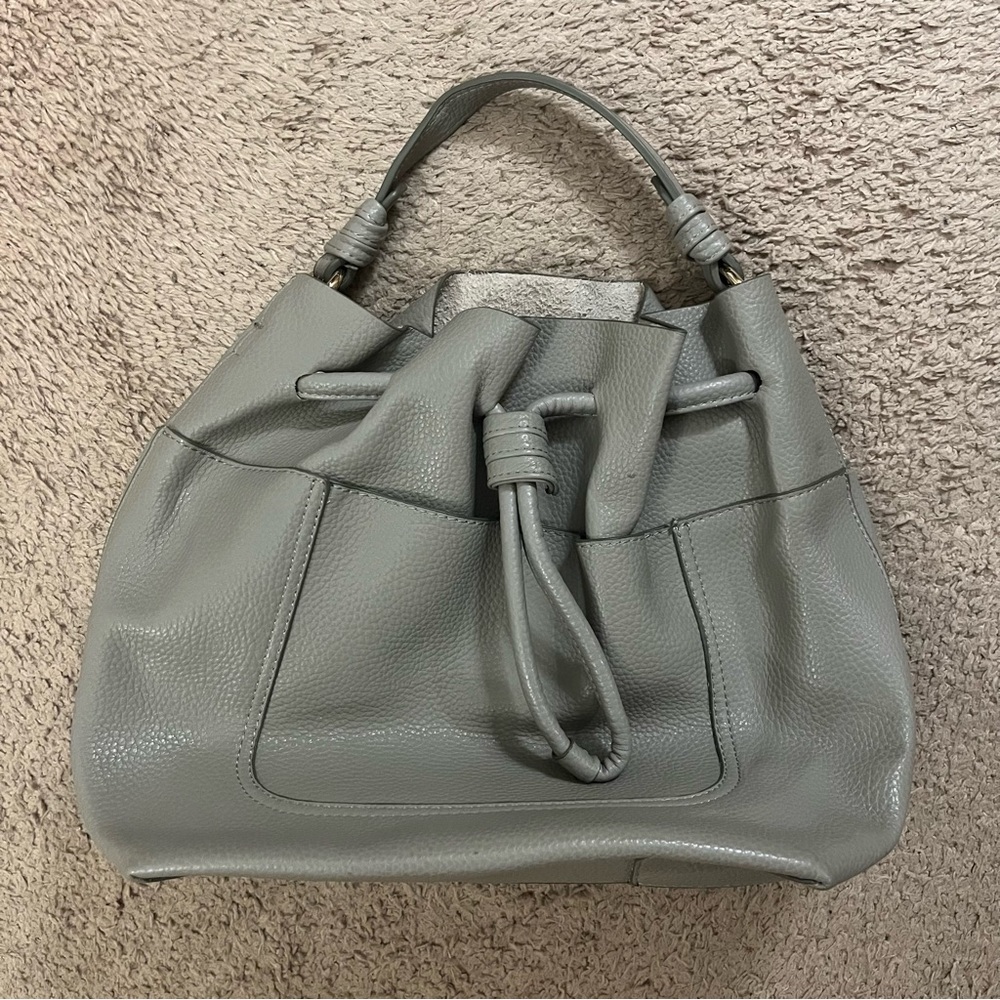 Warm Gray PU Leather Zara Bucket Bag